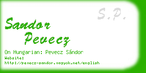 sandor pevecz business card